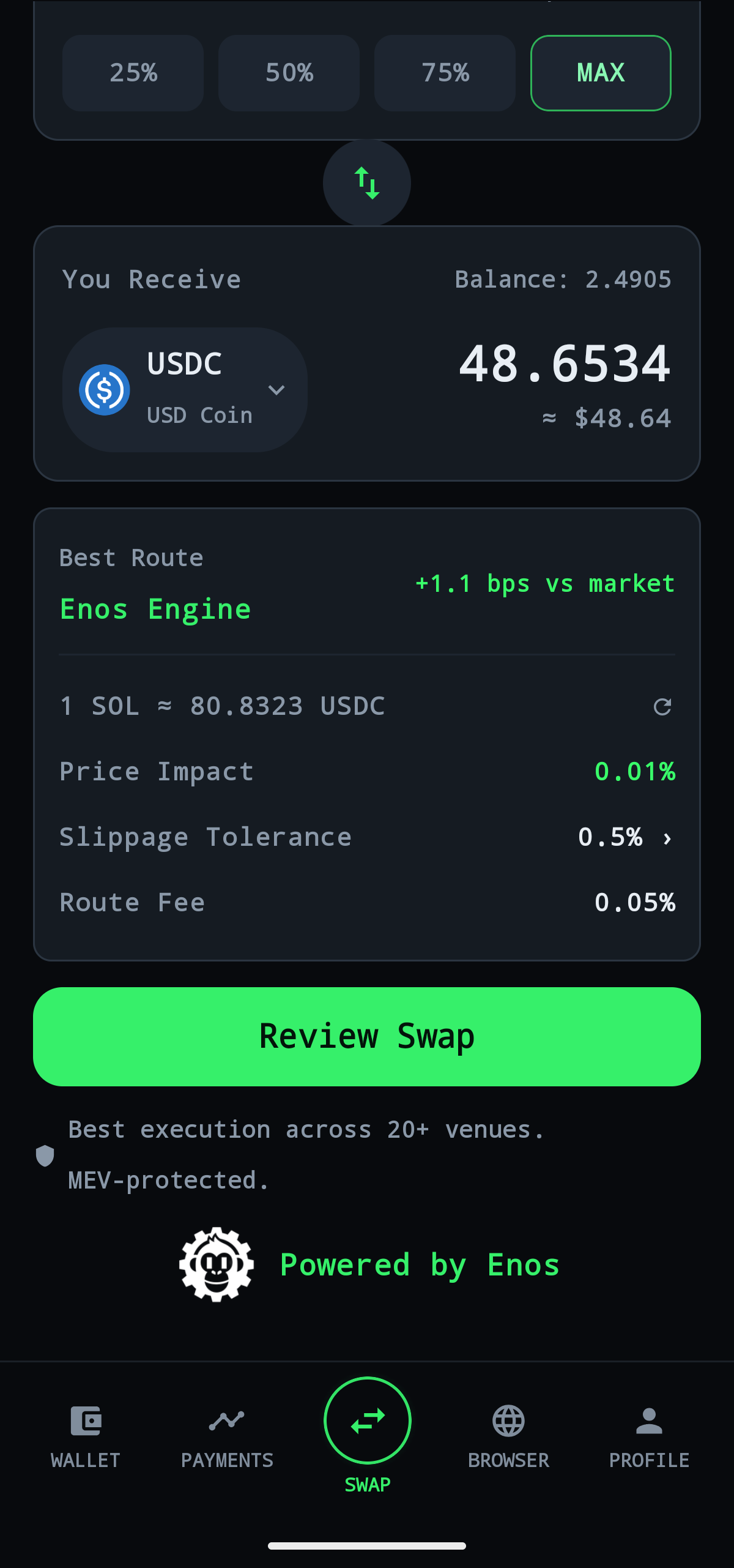 Tribe Terminal swap screen